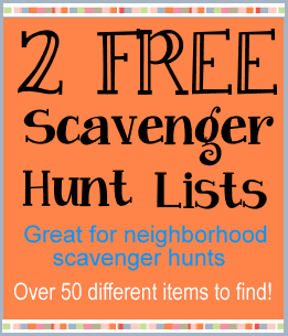 2 free neighborhood scavenger hunt lists