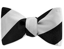 Little Man bow tie with black and white stripes