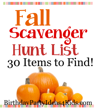 Fall Scavenger Hunt List