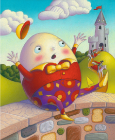 Humpty Dumpty falling off a wall