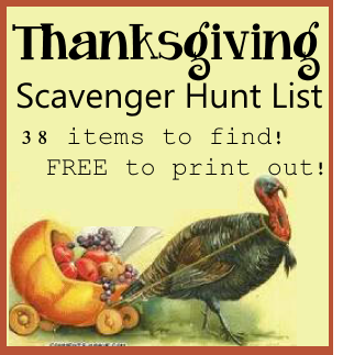 Thanksgiving Scavenger Hunt List