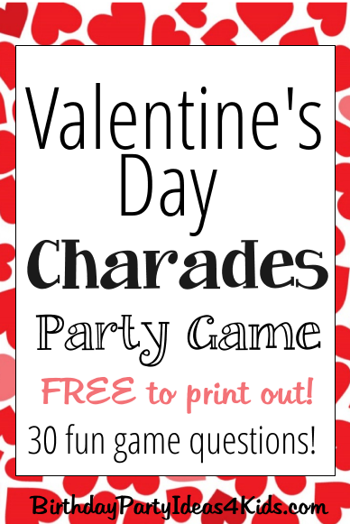 Valentine's Day Charades Game with free questions