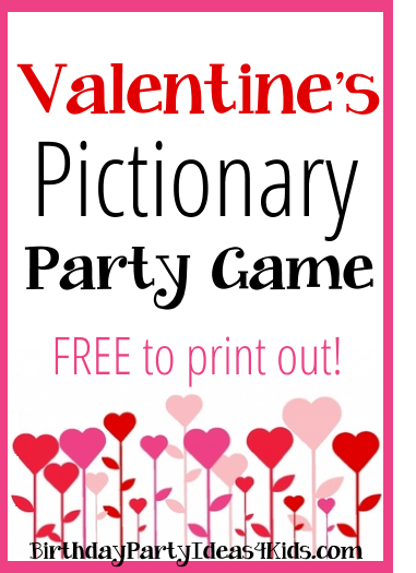 Valentine's Day Pictionary game and clues