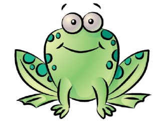 Green frog drawing with a friendly face 