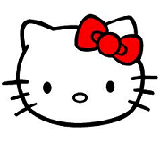 Hello Kitty face with a red bow
