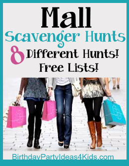 Mall Scavenger Hunts for kids, tweens and teens