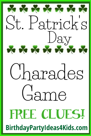 St. Patrick's Day Charades game with free clues